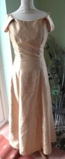 VINTAGE KELSEY ROSE, LONDON BRIDESMAIDS DRESS SIZE 10-12, OLD GOLD SLUB WEAVE