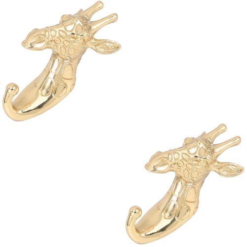 Golden brass giraffe hooks - giraffe,