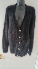 Handcrafted Black Mohair Ladies Cardigan- Size 12