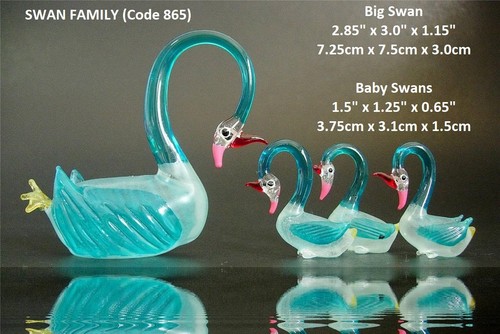 Blown glass swan figurine - glass,
