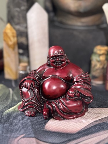 Red laughing buddha - red, statue