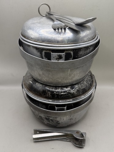 Vintage aluminum mess kit - vintage,