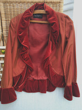 VERA MONT France Vintage Velvet Trim Evening Jacket Size 8 UK - EU 34