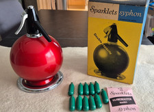Vintage Globe Round Soda Syphon Globemaster Sparklets Red inc Bulbs 