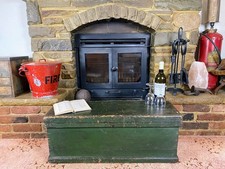 Old Antique Pine Chest, Vintage Wooden Storage Trunk, Blanket Box, Coffee Table.