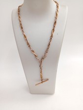  Vintage Rolled Gold Albert Chain Necklace with T-Bar Germany Made 20.92g