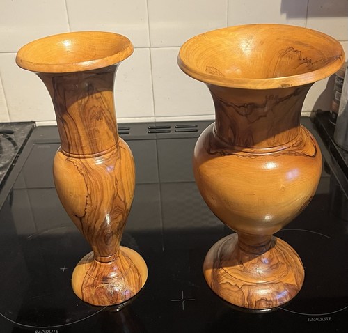 Vintage turned wooden - vintage, vases