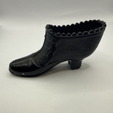 LOT 094 -  Unusual Old Jet Black Ladies High Heel Shoe-Boot Vintage Collection