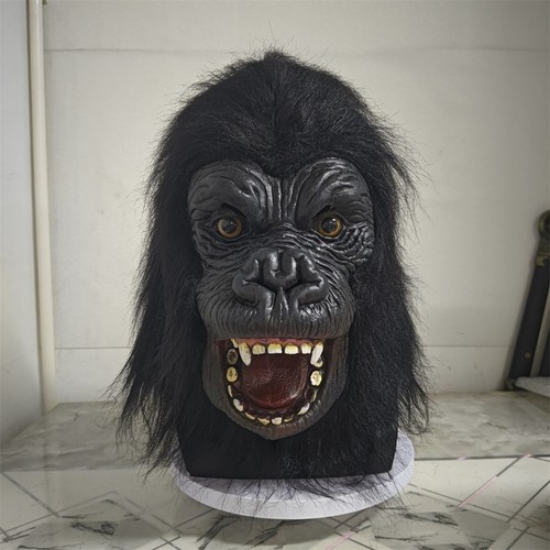 Gorilla mask latex black hair - latex,
