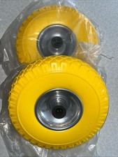 2x Wheels Aly & 10 Inch PU Solid Puncture Proof Tyre 3.00-4 Bearings Wheelbarrow