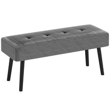 HOMCOM End of Bed Bench with Thick Padding and Steel Legs for Entryway, Grey