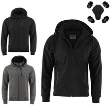 MEN SOFTSHELL MOTORCYCLE MOTORBIKE REMOVABLE CE ARMOUR JACKET WATERPROOF HOODIE