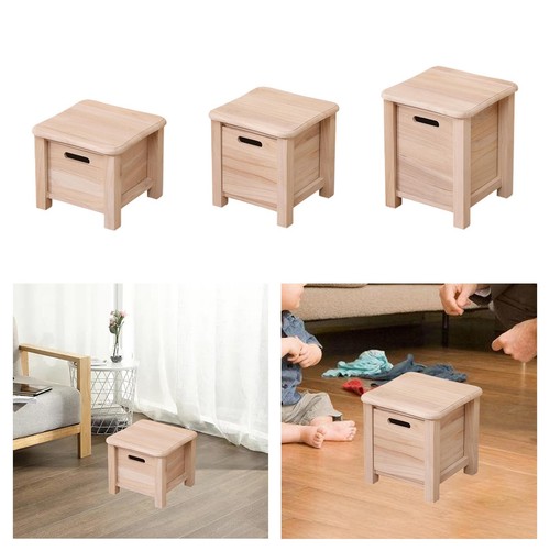 Wooden foot stool with storage - wooden,