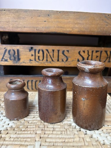 Vintage stoneware ink pot - vintage,