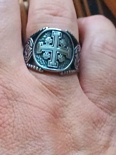 Jerusalem cross steel signet - jerusalem,