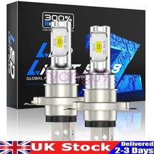 2X H4 Led Xenon Lamp White 6000K Car High Low Beam Headlight Superbright Bulb