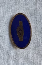 Vintage Brownies Girl Guide Promise Salute pin badge blue & gold coloured enamel