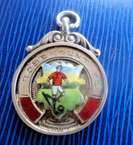 Silver enamel football medal - enamel,