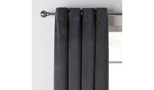 BARGAIN 2 Pairs Habitat Matte Velvet Dimout Eyelet Curtains - Grey 168cm x 183cm