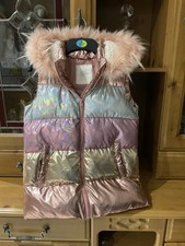 Girls Matalan Hooded Sleeveless Bodywarmer Metallic Pink,blue,gold NWOT AGED 12