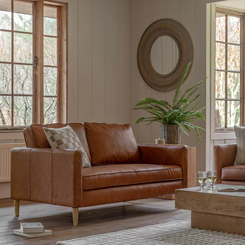 Seater leather sofa brown - seater,