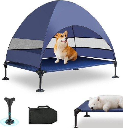Elvated dog bed with - dog, canopy