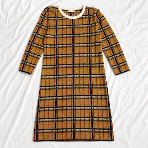 Zara plaid knit straight dress - knit,