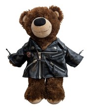 Kids BUILD A BEAR Harley Davidson TEDDY Bear Plush LEATHER Jacket Motorcycle VGC