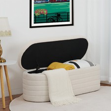 Oval Ottoman Storage Box Teddy