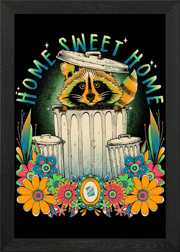Raccoon home sweet framed - raccoon,