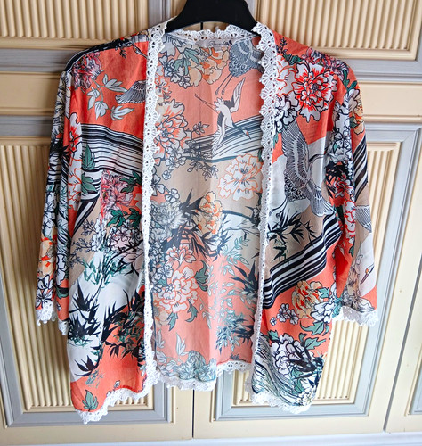 Peacocks size floral - size, chiffon