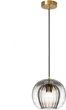 Double-Layer Glass Ball Pendant Light in Brass Finish (Grey, 25cm) AUCTION