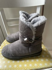  Grey faux suede fur boots