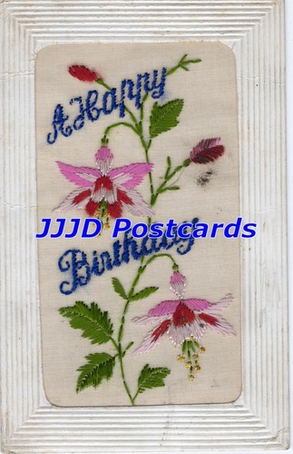 Embroidered silk postcard - silk,