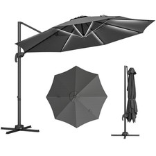 Outsunny 3m Solar LED Cantilever Parasol Adjustable, Refurbished