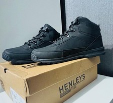 Henleys Mens Boots Black Shoes