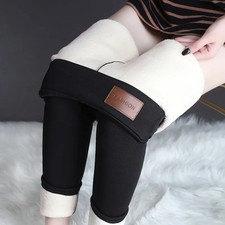 New Women's Solid Winter Warm Fleece Thick Lined Thermal Stretchy Leggings Pants