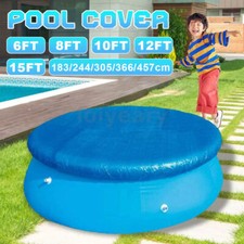 6-15FT Round Swimming Pool Cover for Garden Paddling Pool Tarpaulin Cover Blue