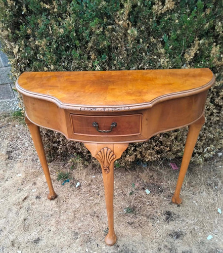 Vintage wooden demi lune - , side