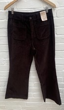 New TU Velvet Trousers UK 12S Brown Relaxed Flare L28” Casual Cotton Pants 