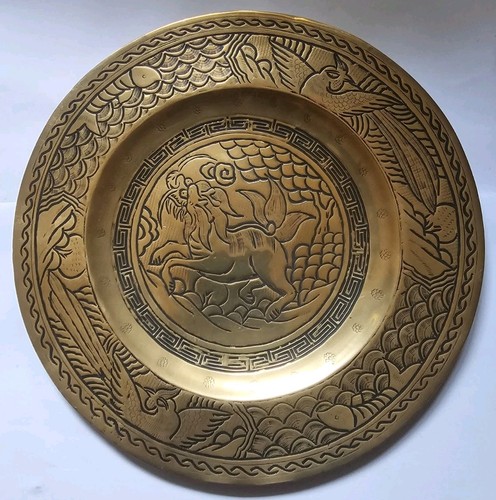 Vintage chinese brass - plate,