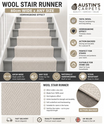 Cream wool herringbone stair - cream,