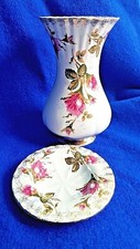 Chodziez Vintage RETRO Gold trim ROSE VASE & ASHTRAY DISH COLLECTABLE GIFT NEW