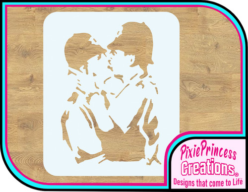 Banksy police kiss stencil - banksy,