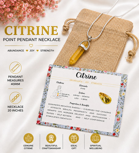 Citrine crystal point pendant - crystal,