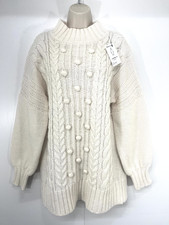 ALICE TEMPERLEY Cream Soft Chunky Knit WOOL Blend Women's Oversized Jumper UK 10