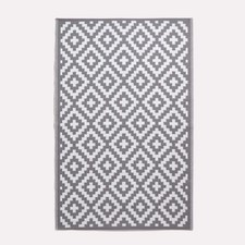 Outdoor Rug 120x180cm Recycled Plastic Grey White Reversible Patio Mat "Zoe"