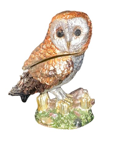 Vtg enameled pewter barn - vtg, owl