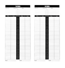 ACCLAIM Bowls Club Bowlers Scorecards Double Two Sided Large White Black Card
