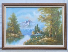 Framed Mountain Landscape Oil